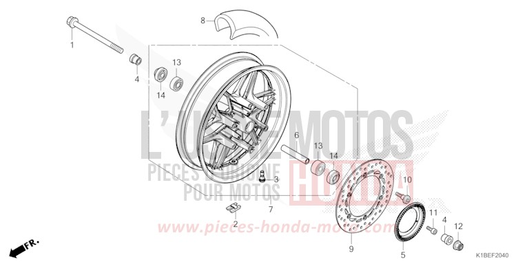 FRONT WHEEL for Forza 350 MAT CYNOS GRAY METALLIC (NH312) from 2023